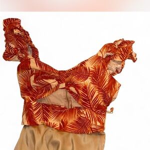 INC International Concepts Red Leaf Print Crop Top